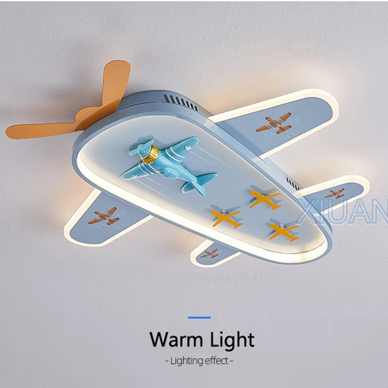 Lustre avion dessin animé pour chambre d'enfant protection des yeux