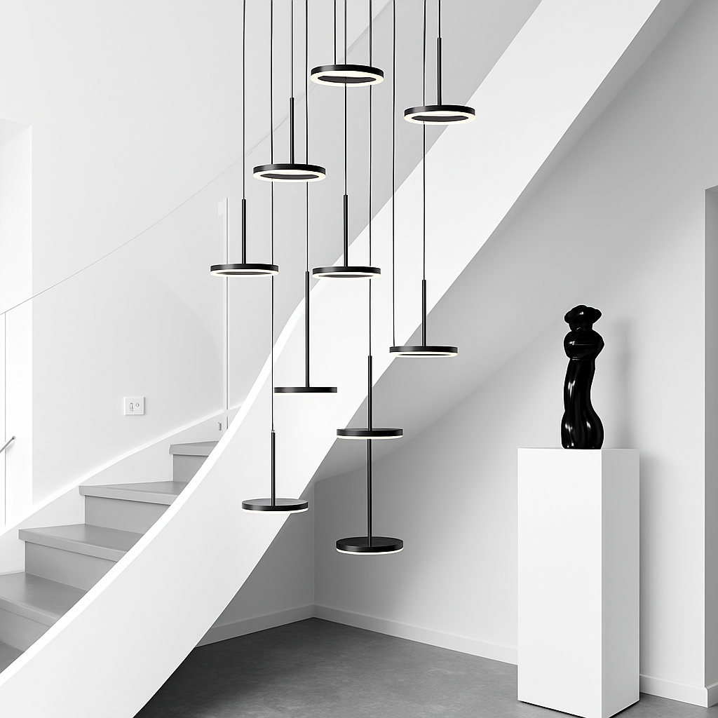 lustre circulaire led moderne nordique design suspendu - vue 4 sur 12