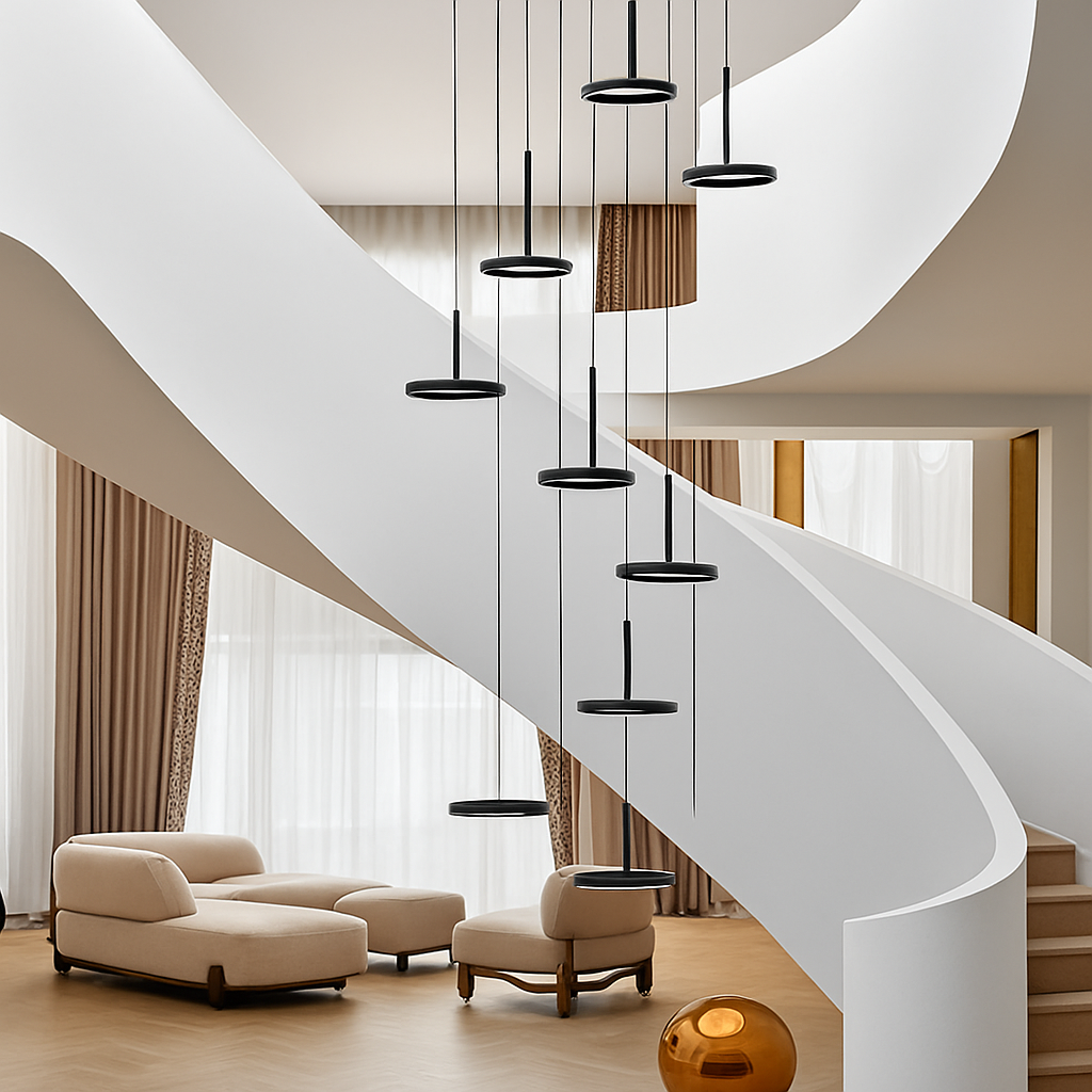 lustre circulaire led moderne nordique design suspendu - vue 6 sur 12