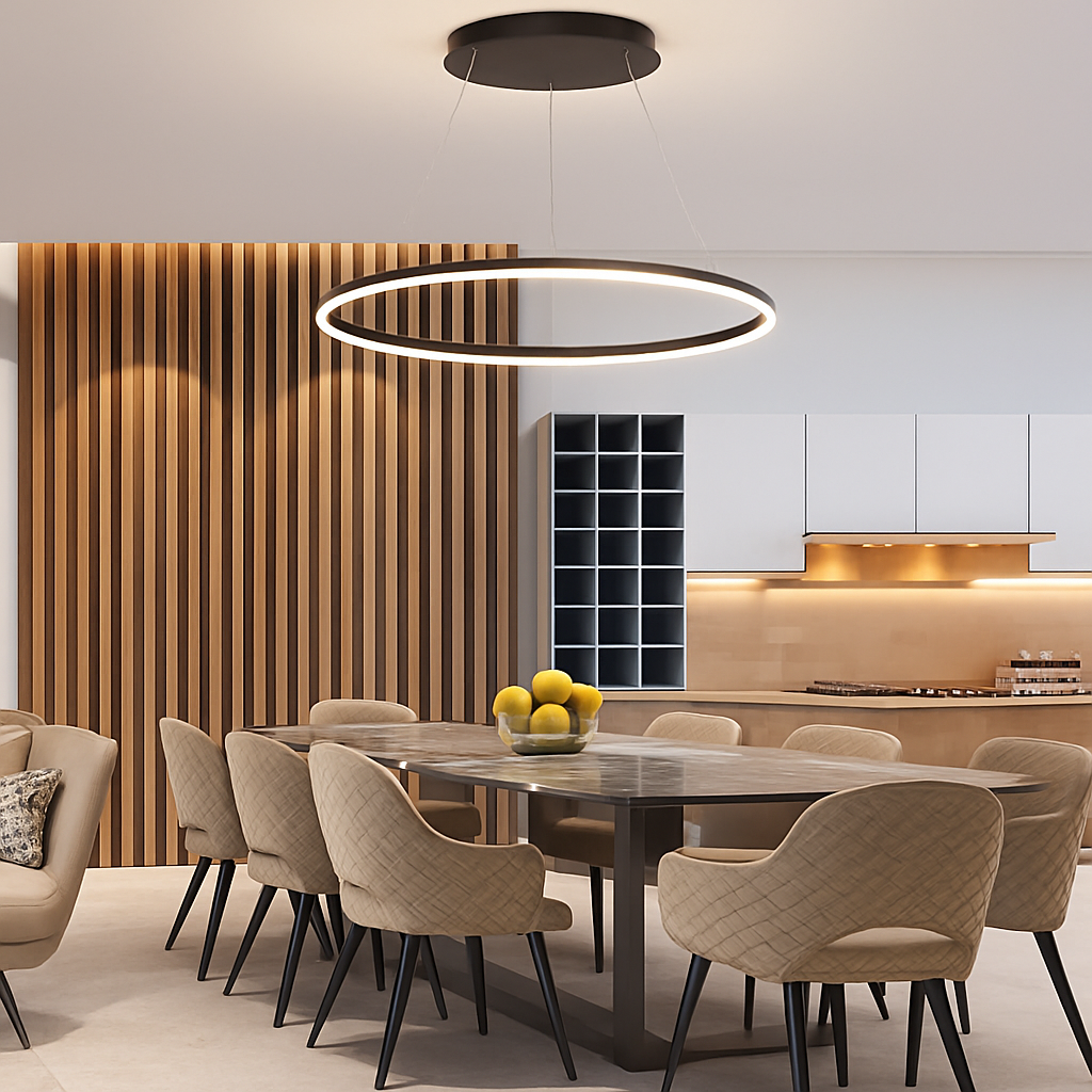 lustre design à Anneau moderne LED dimmable - vue 5 sur 9