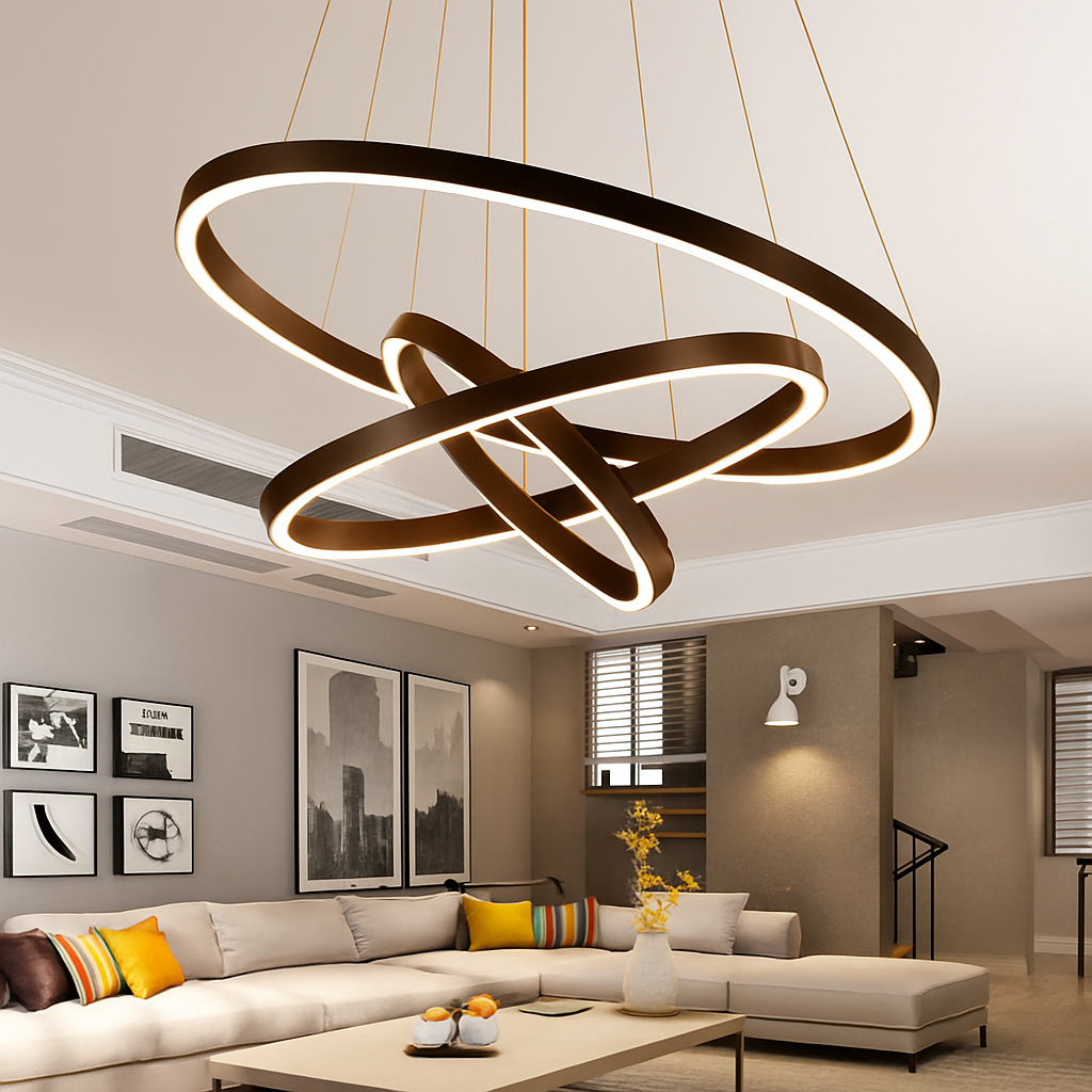 Lustre design cercles entrelacés (noir ou blanc) - vue 9 sur 9