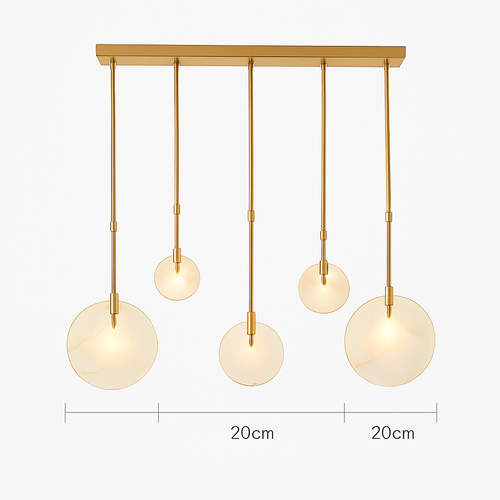lustre design en marbre doré avec éclairage led tendance 2024
