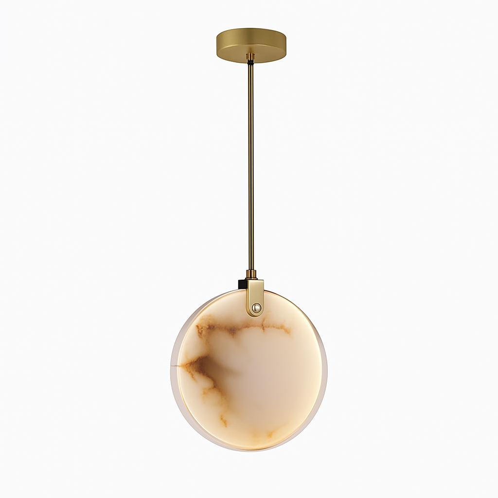 lustre design en marbre doré avec éclairage led tendance 2024 - vue 17 sur 25
