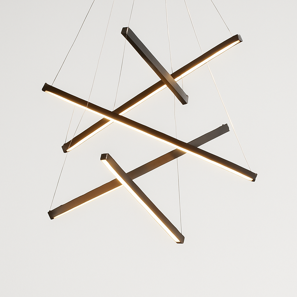 Lustre design LED avec baguettes métalliques lumineuses Solana - vue 14 sur 17