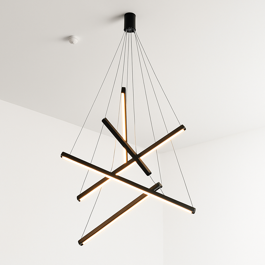 Lustre design LED avec baguettes métalliques lumineuses Solana - vue 10 sur 17
