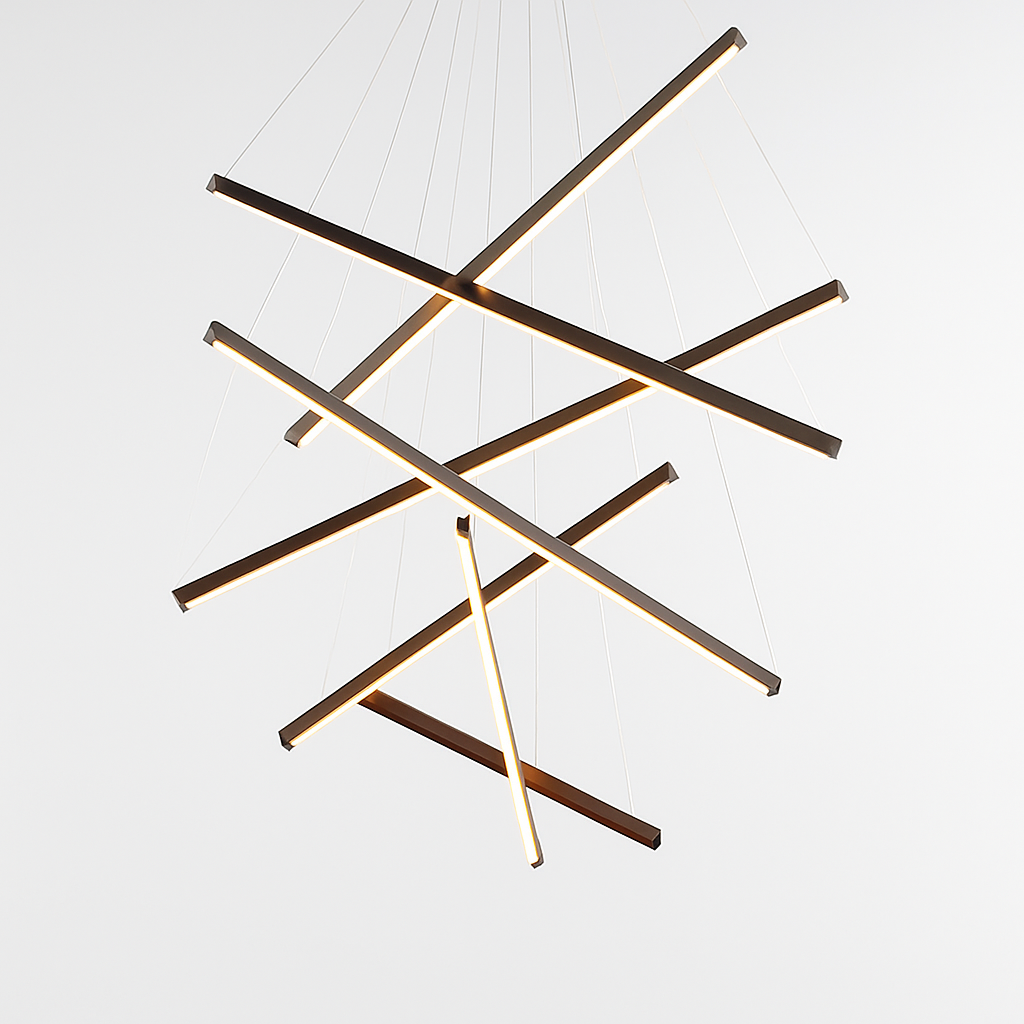 Lustre design LED avec baguettes métalliques lumineuses Solana - vue 11 sur 17