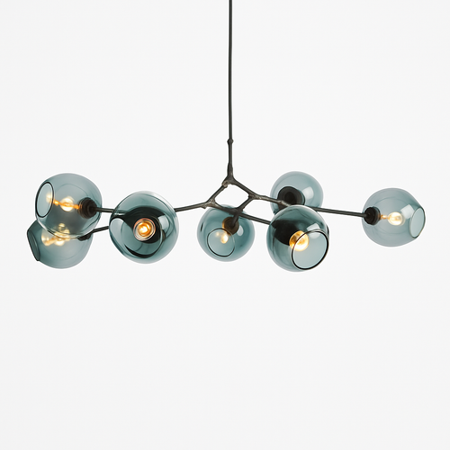 Lustre design à LED avec branches métal et bulles en verre Beans