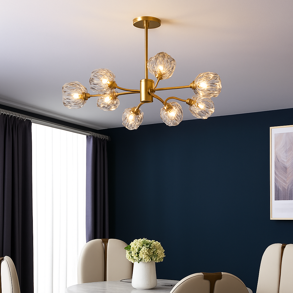 Lustre design à LED doré avec boule en cristal Luxury - vue 4 sur 9