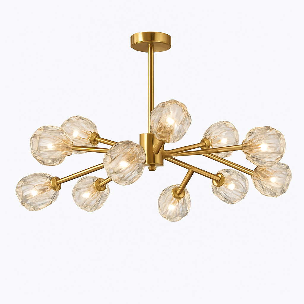 Lustre design à LED doré avec boule en cristal Luxury - vue 7 sur 9