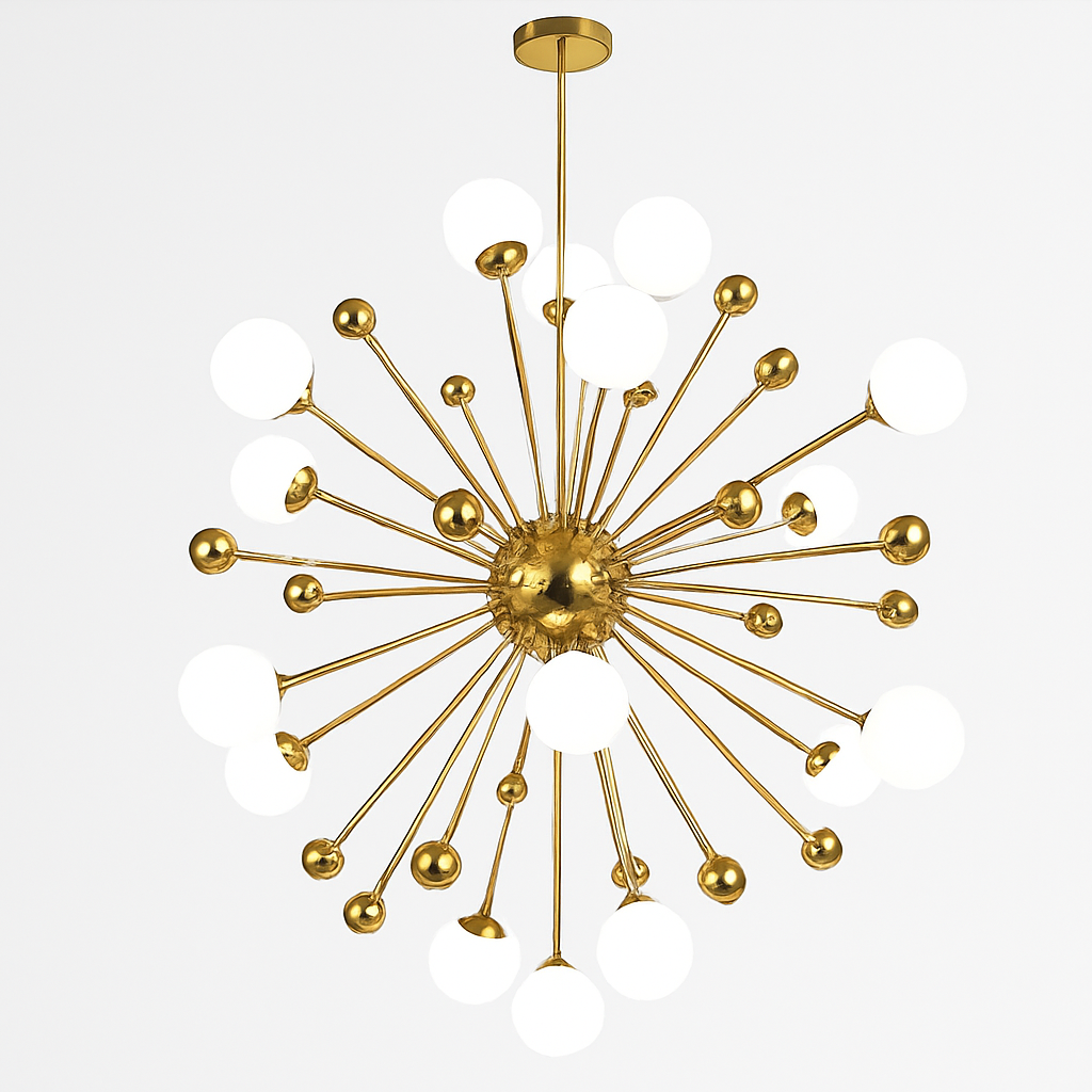 Lustre design LED doré avec plusieurs boule en verre Creative - vue 6 sur 10