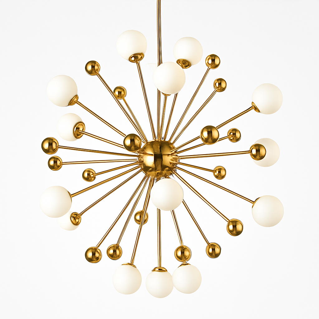 Lustre design LED doré avec plusieurs boule en verre Creative - vue 8 sur 10