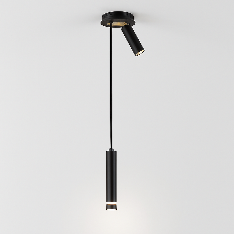 Lustre design LED tube lumineux doré ou noir Amias