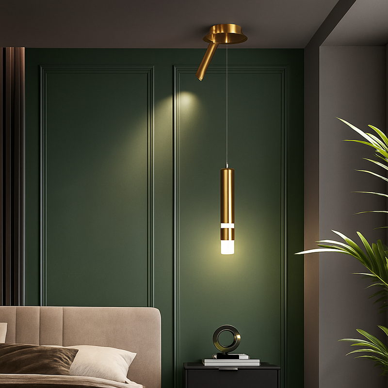 Lustre design LED tube lumineux doré ou noir Amias