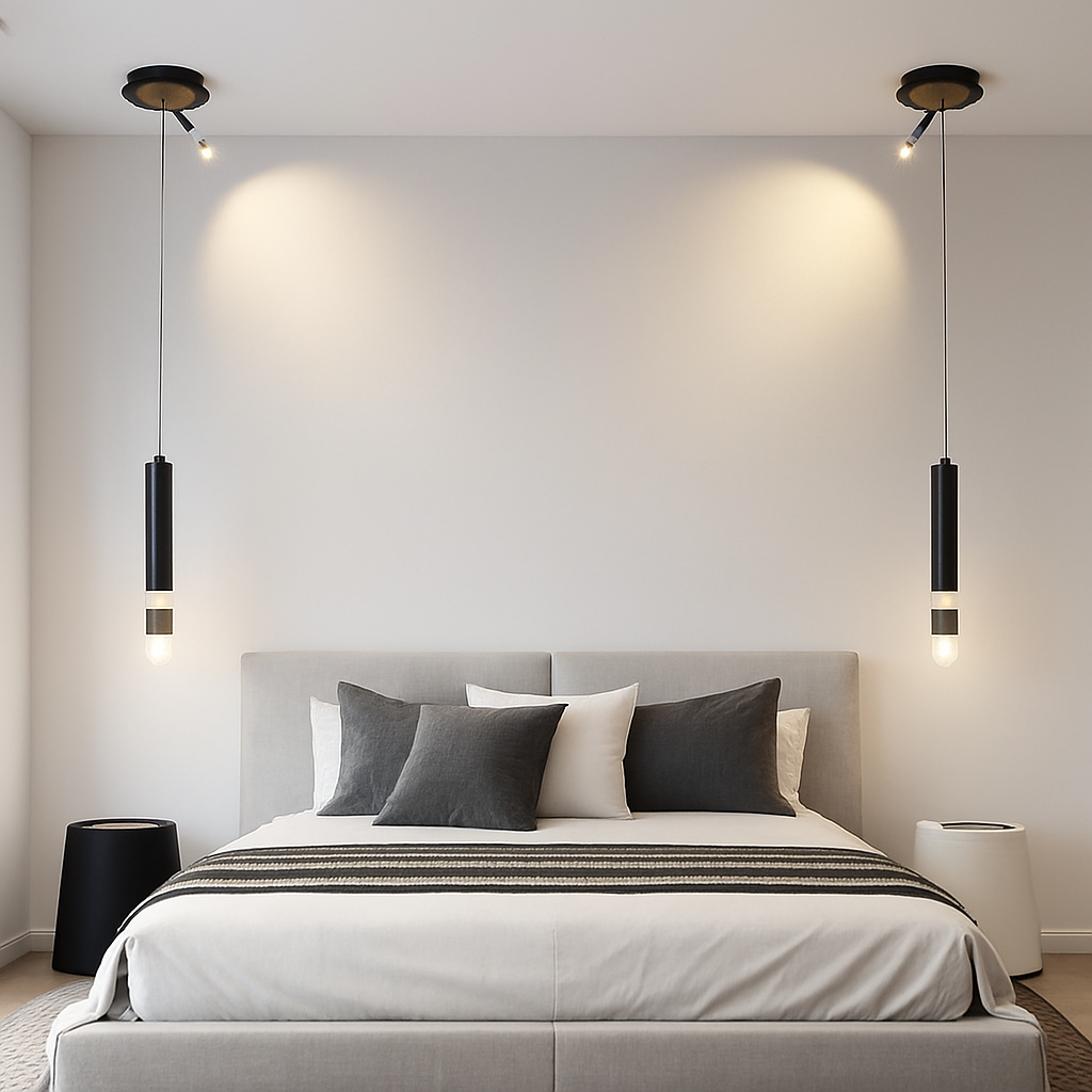 Lustre design LED tube lumineux doré ou noir Amias - vue 6 sur 12