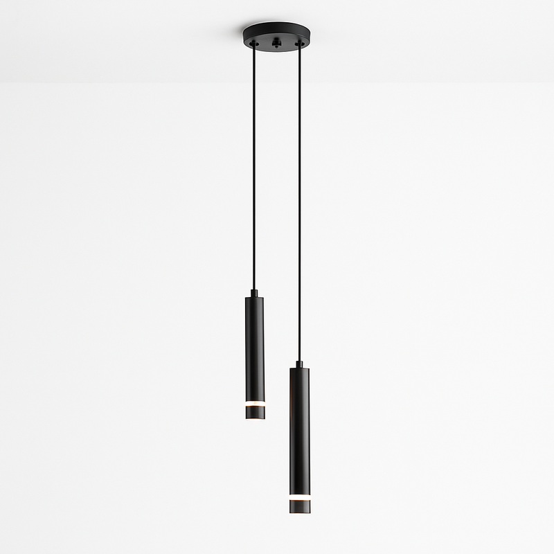Lustre design LED tube lumineux doré ou noir Amias