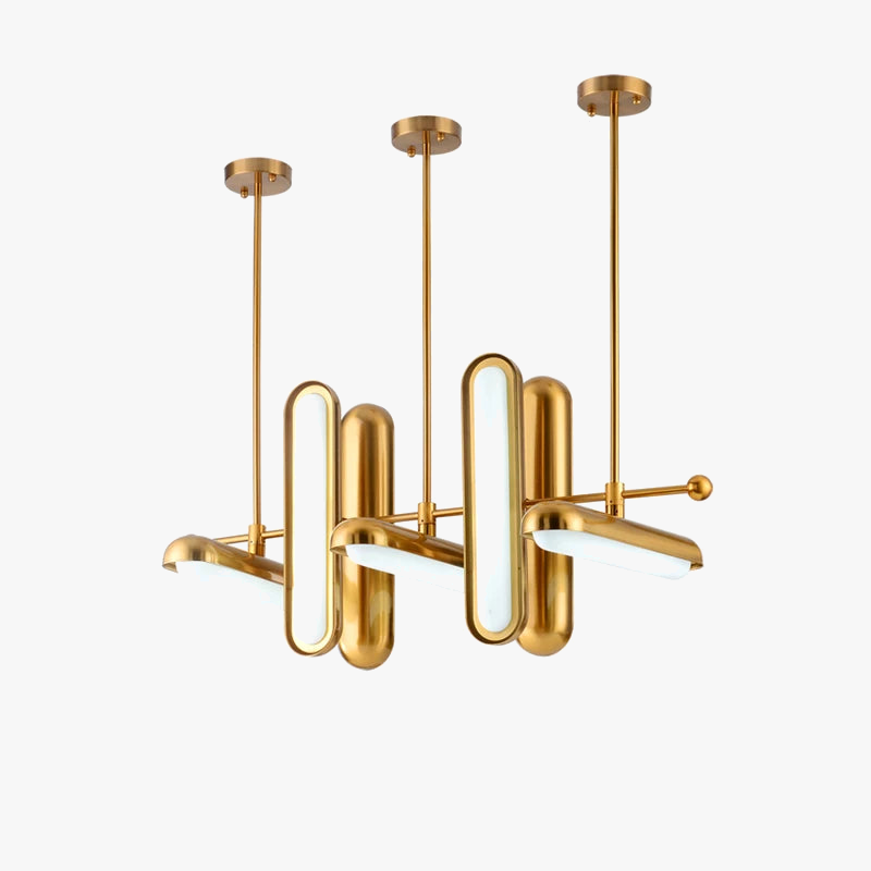 lustre doré art déco en verre et fer pour un éclairage élégant
