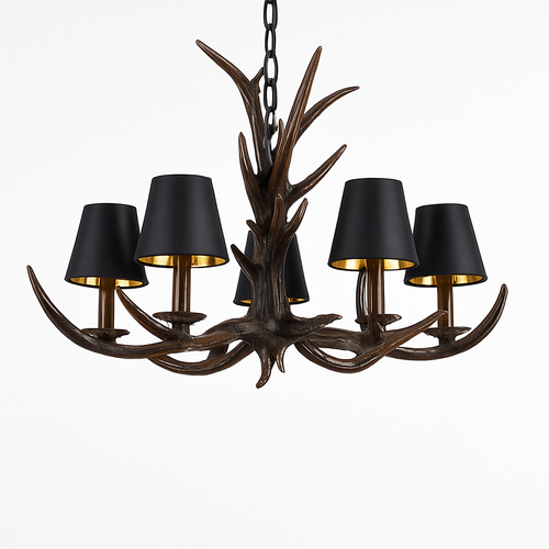 lustre en bois de cerf style vintage pour intérieur rustique
