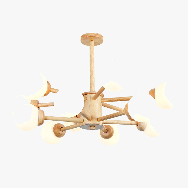 lustre en bois led verre para sala jantar hall lampe