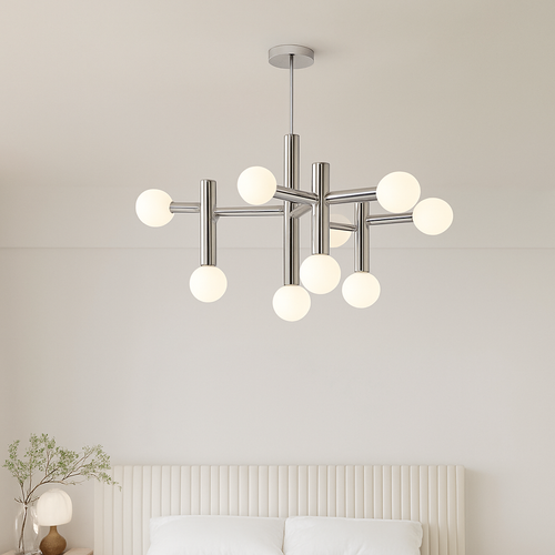 Kronleuchter aus Chrommetall im Designerstil für moderne Wohnräume - vue 4 sur 7