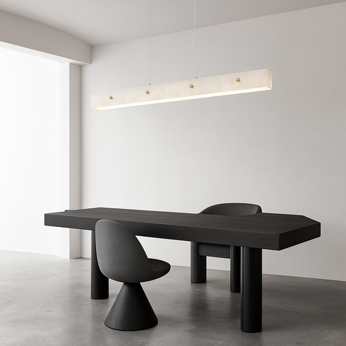 Kronleuchter aus Marmor und Edelstahl, dimmbar, LED - vue 2 sur 10