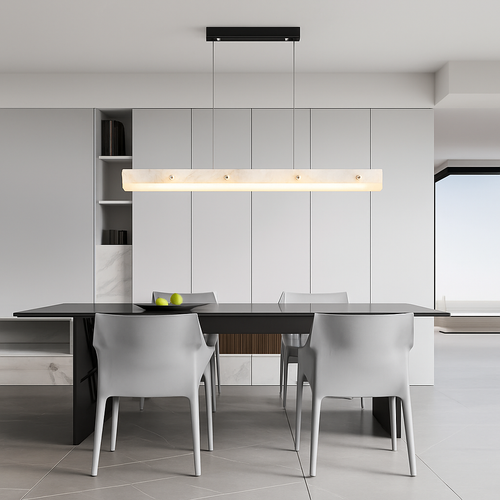Kronleuchter aus Marmor und Edelstahl, dimmbar, LED - vue 4 sur 10