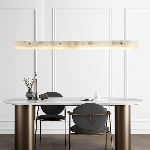 Kronleuchter aus Marmor und Edelstahl, dimmbar, LED - vue 7 sur 10