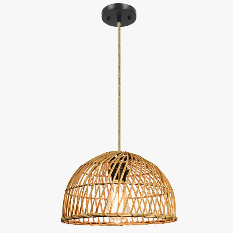 lustre en rotin tissé à la main avec suspension led