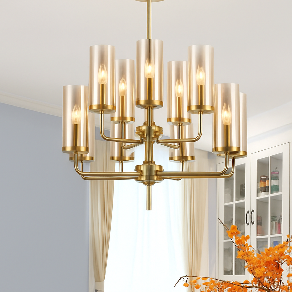 lustre en verre moderne 6 à 15 têtes design nordique luminaire intérieur - vue 4 sur 16