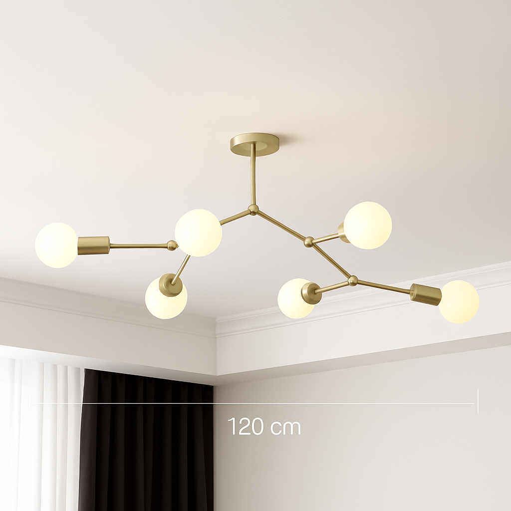 Lustre industriel LED avec plusieurs branches métalliques Rally - vue 5 sur 15