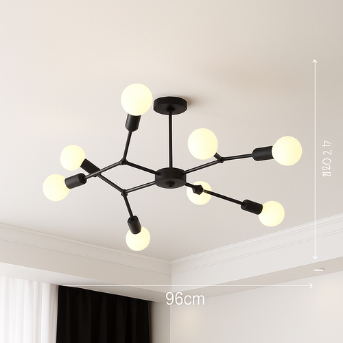 Lustre industriel LED avec plusieurs branches métalliques Rally