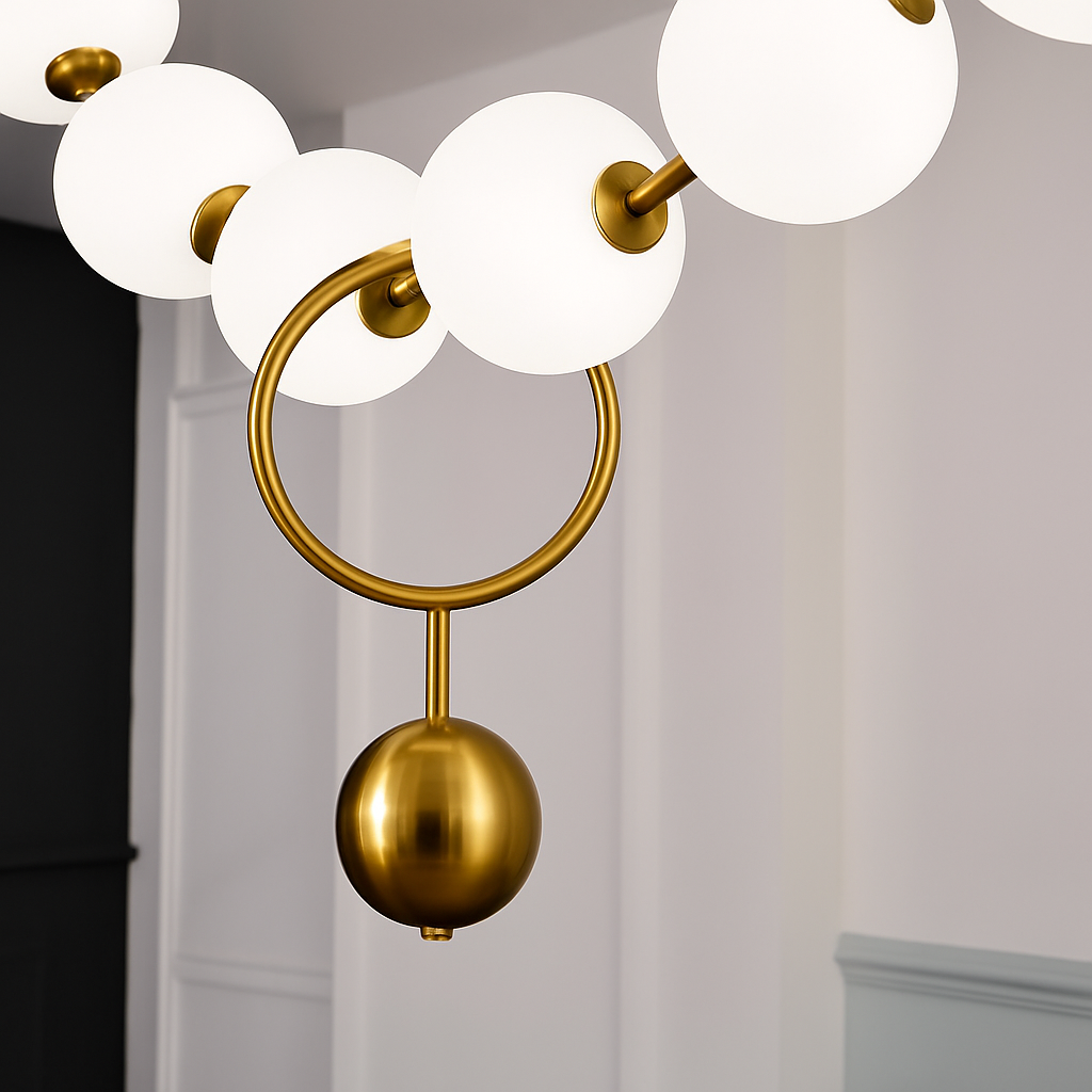 lustre italie designer cc 10 boules de verre led - vue 5 sur 9