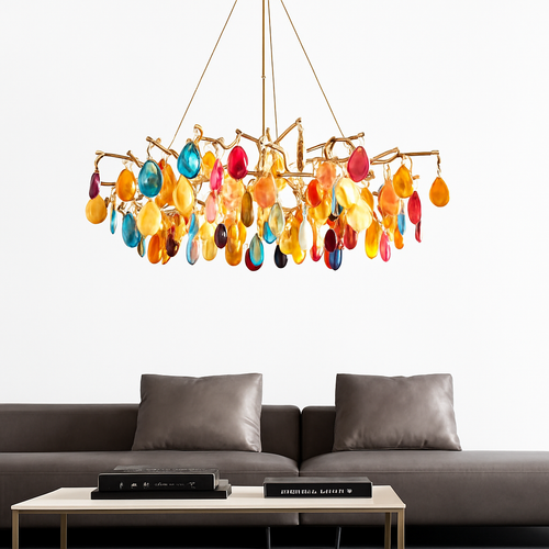 lustre led art déco en agate colorée pour un éclairage élégant