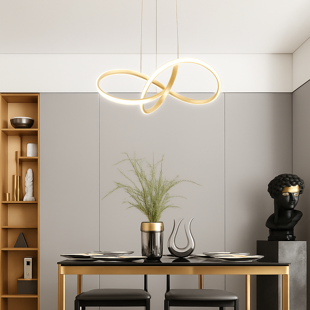 Lustre led design moderne doré - vue 4 sur 14