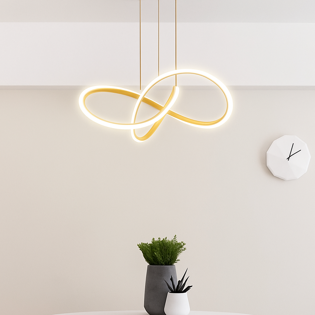 Lustre led design moderne doré - vue 5 sur 14