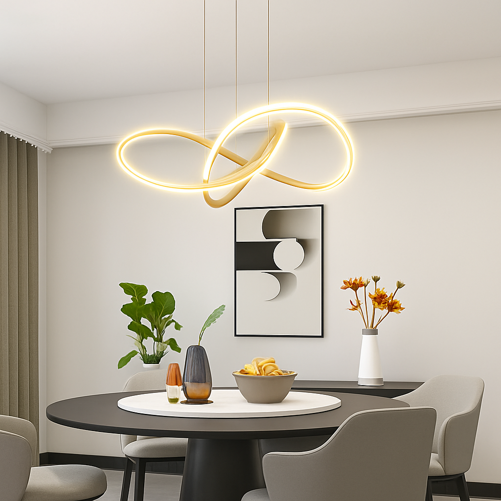 Lustre led design moderne doré - vue 6 sur 14