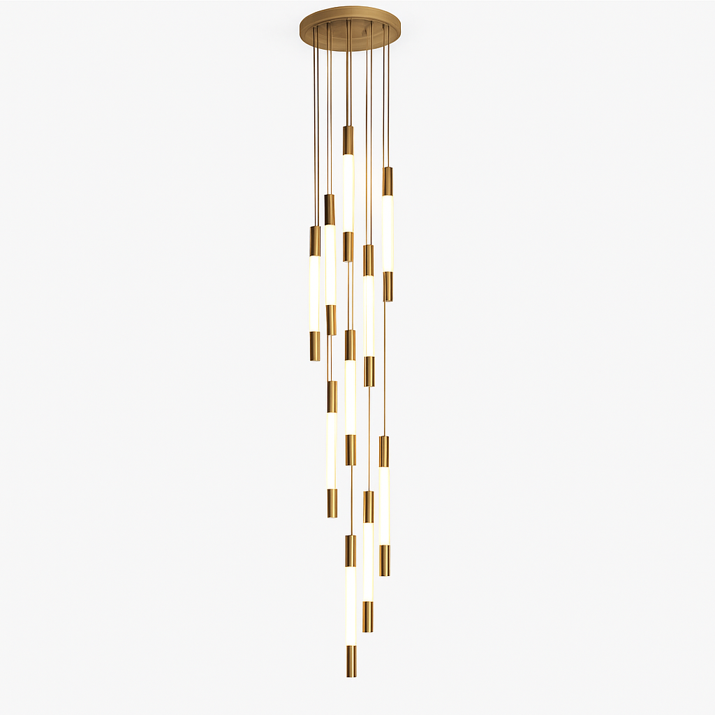 lustre led ligne longue moderne suspension villa luxe éclairage - vue 4 sur 24