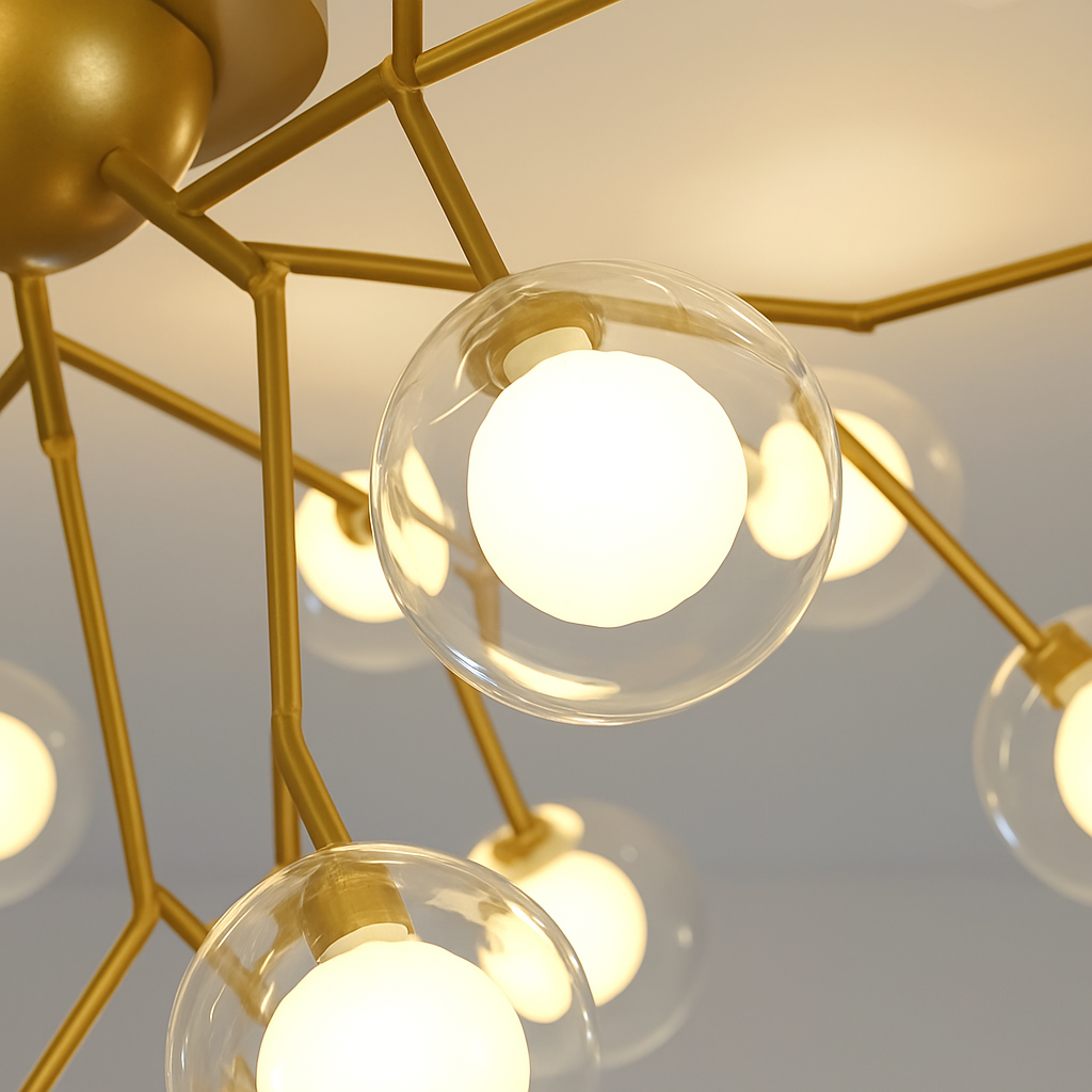 lustre à LED luciole nordique avec bulles de verre décoratives - vue 7 sur 8