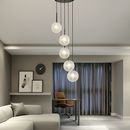 lustre led luxe noir boule verre déco intérieur hall restaurant salle manger