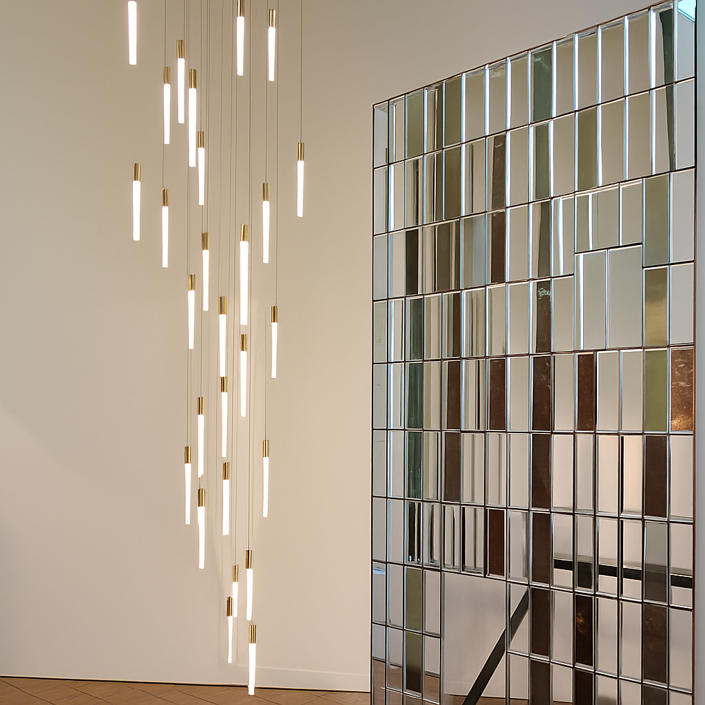 lustre led minimaliste moderne pour villa restaurant escalier - vue 7 sur 12