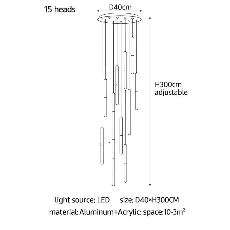lustre led minimaliste moderne pour villa restaurant escalier