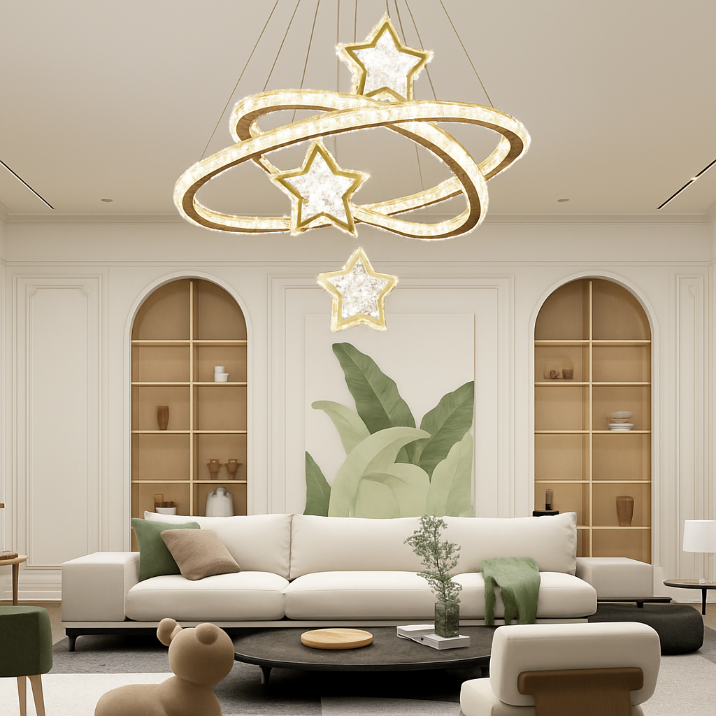 lustre led moderne en cristal pour éclairage intérieur - vue 4 sur 12