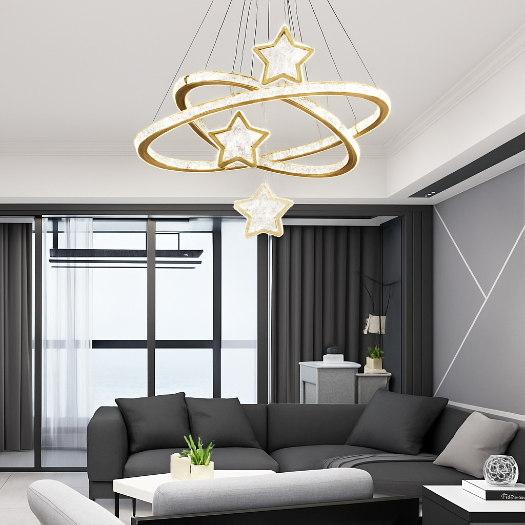lustre led moderne en cristal pour éclairage intérieur - vue 5 sur 12
