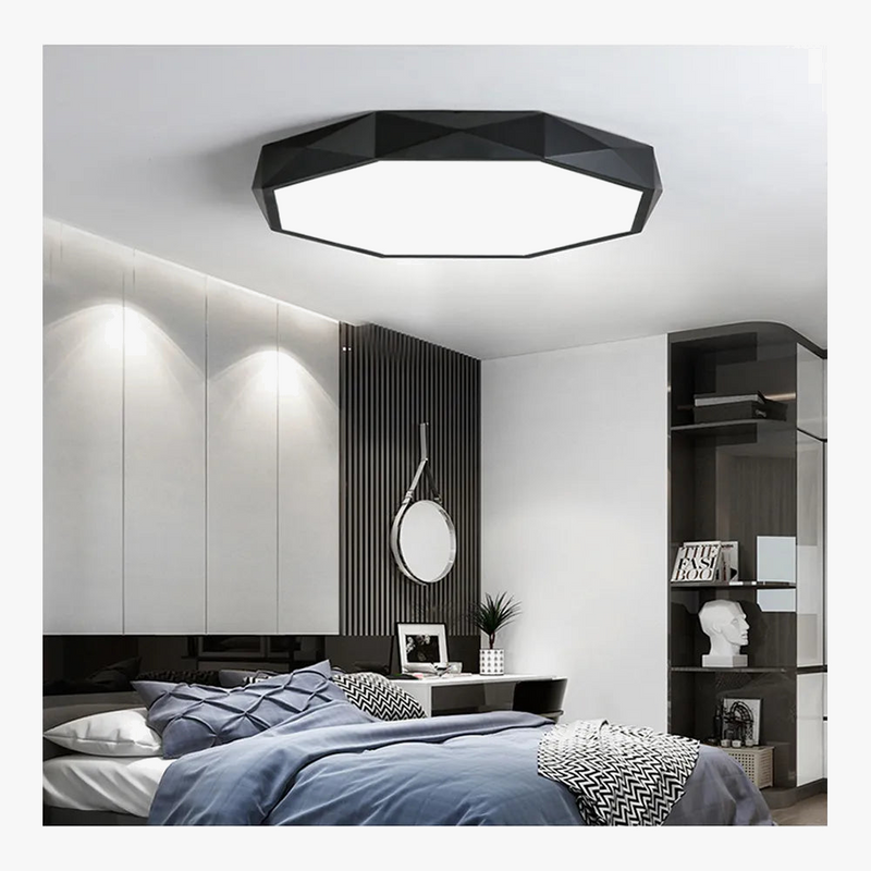 Plafonnier LED géométrique noir ou blanc