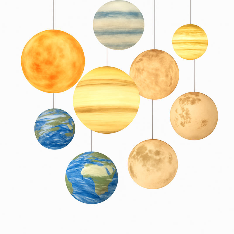 lustre moderne acrylique en forme de planète et lune