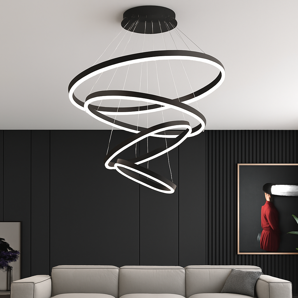 lustre moderne à anneaux ronds en led pour décoration intérieure - vue 6 sur 5