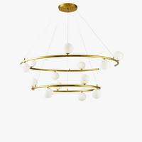 lustre moderne avec 13 boules de verre pour hôtel fil réglable
