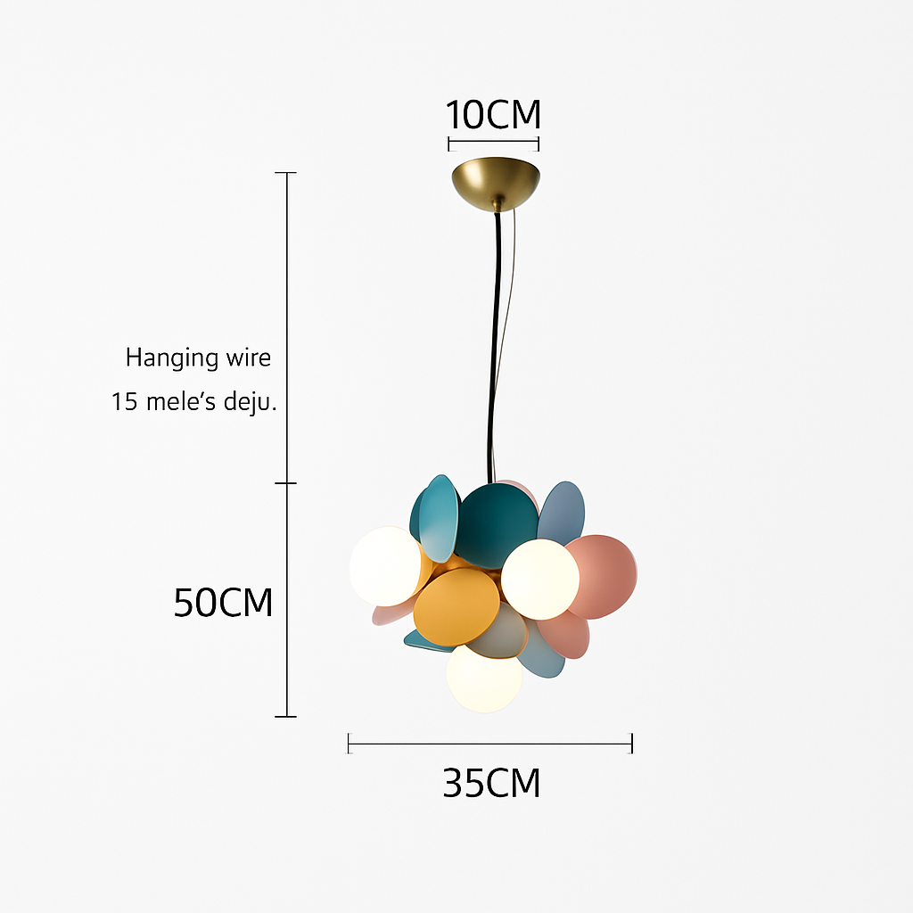 Lustre moderne avec lampes rondes colorées Kebya - vue 7 sur 10
