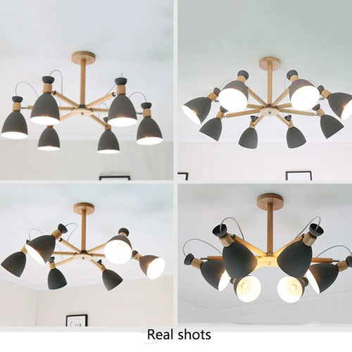 lustre moderne bois massif simple plafond hôtel