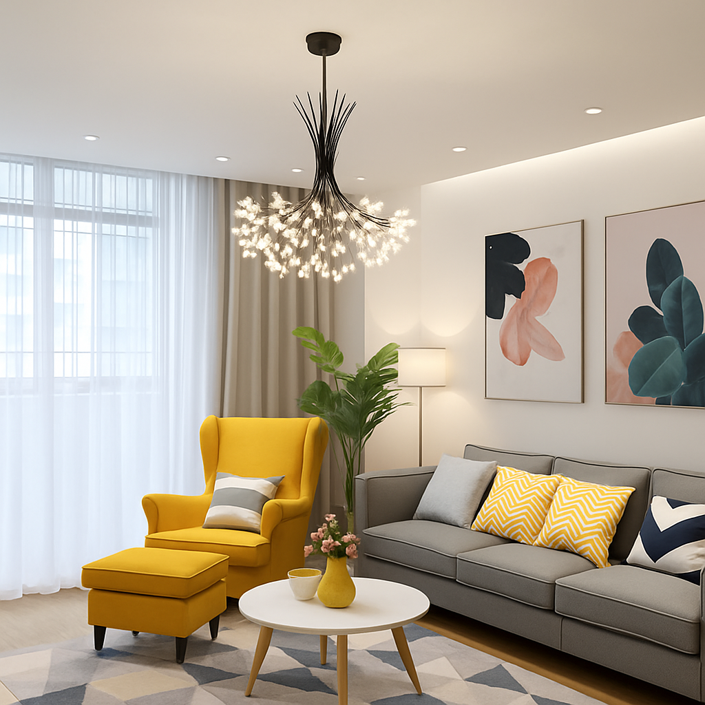 lustre moderne en cristal pissenlit éclairage design intérieur décoratif - vue 4 sur 10