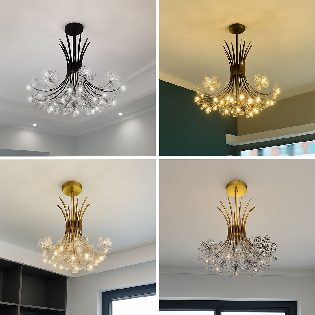 lustre moderne en cristal pissenlit éclairage design intérieur décoratif - vue 5 sur 10